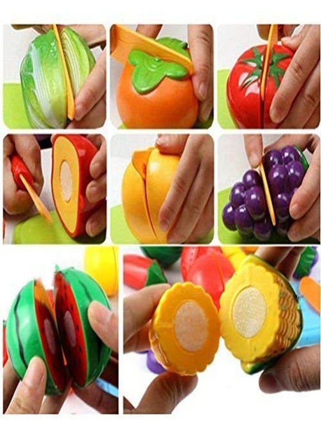 MKY® Realistic Sliceable Pack of 8 Pcs Fruits Cutting Play Toy Set, Can Be Cut in 2 Parts,Plastic (Multicolor) - Image 3